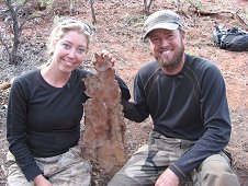 Glorieta Expeditions - Big smiles go well with large Glorieta meteorite.