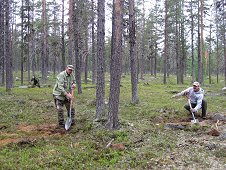 Muonionalusta Expedition - Everyone digging meteorites at the same time. Robert, Mike, Greg and Devin!