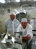 NASA - JSC Visit - Everett and I with samples of Apollo 14 (left) and 15 (right).