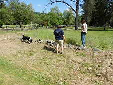 Sutter's Mill Expedition - Police officer using cadaver dog to hunt for meteorites.