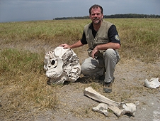 Thika, Kenya Expedition - Greg with elephant skull. Sure wanted to take those teeth home!