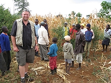 Thika, Kenya Expedition - Mike with large group of excited meteorite hunters.