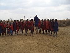 Thika, Kenya Expedition - Maasai warriors performing a traditional jumping dance.