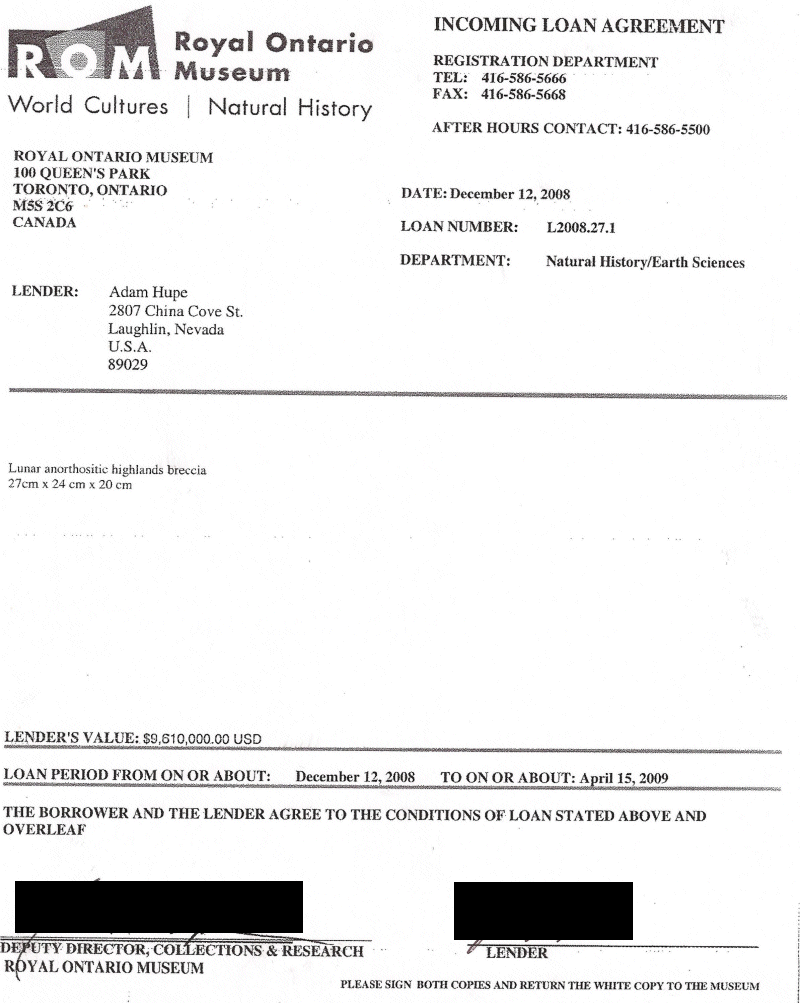 Royal Ontario Museum Display Agreement